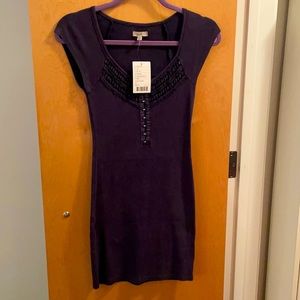 NWT Urban Outfitters Mini Dress Stretch XS Purple Navy
